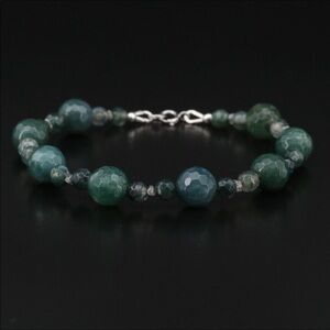 14k Agate & rough cut Diamond beaded bracelet